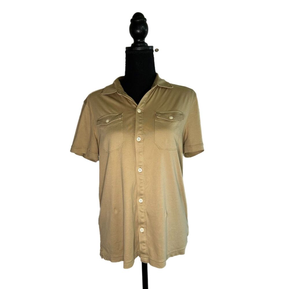 Banana Republic Women's Tan Button Up Top, Large